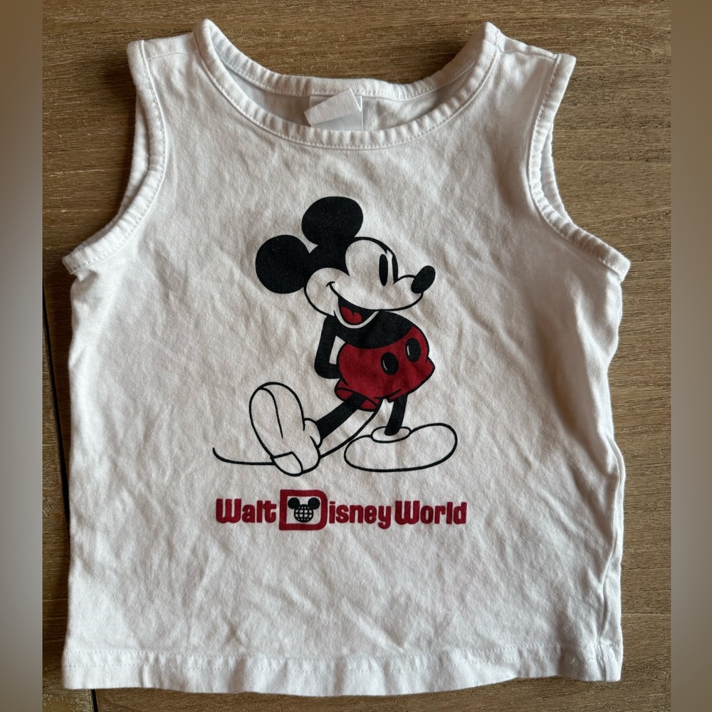 Disney kids White Tank Top with Mickey Mouse Design Walt disney world